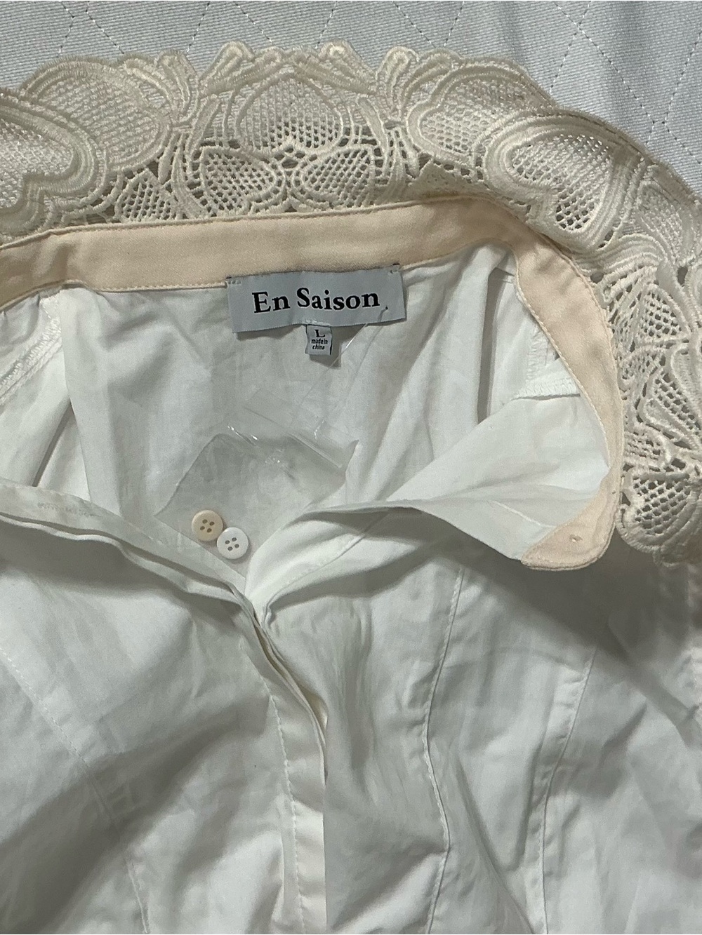 Anthropology En Saison Pleated Crochet Collar Top NWOT Large - Picture 10 of 15
